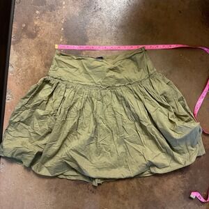 GAP Olive Green Mini Skirt Tiered Ruffle Hem Casual‎ Flared Size 4